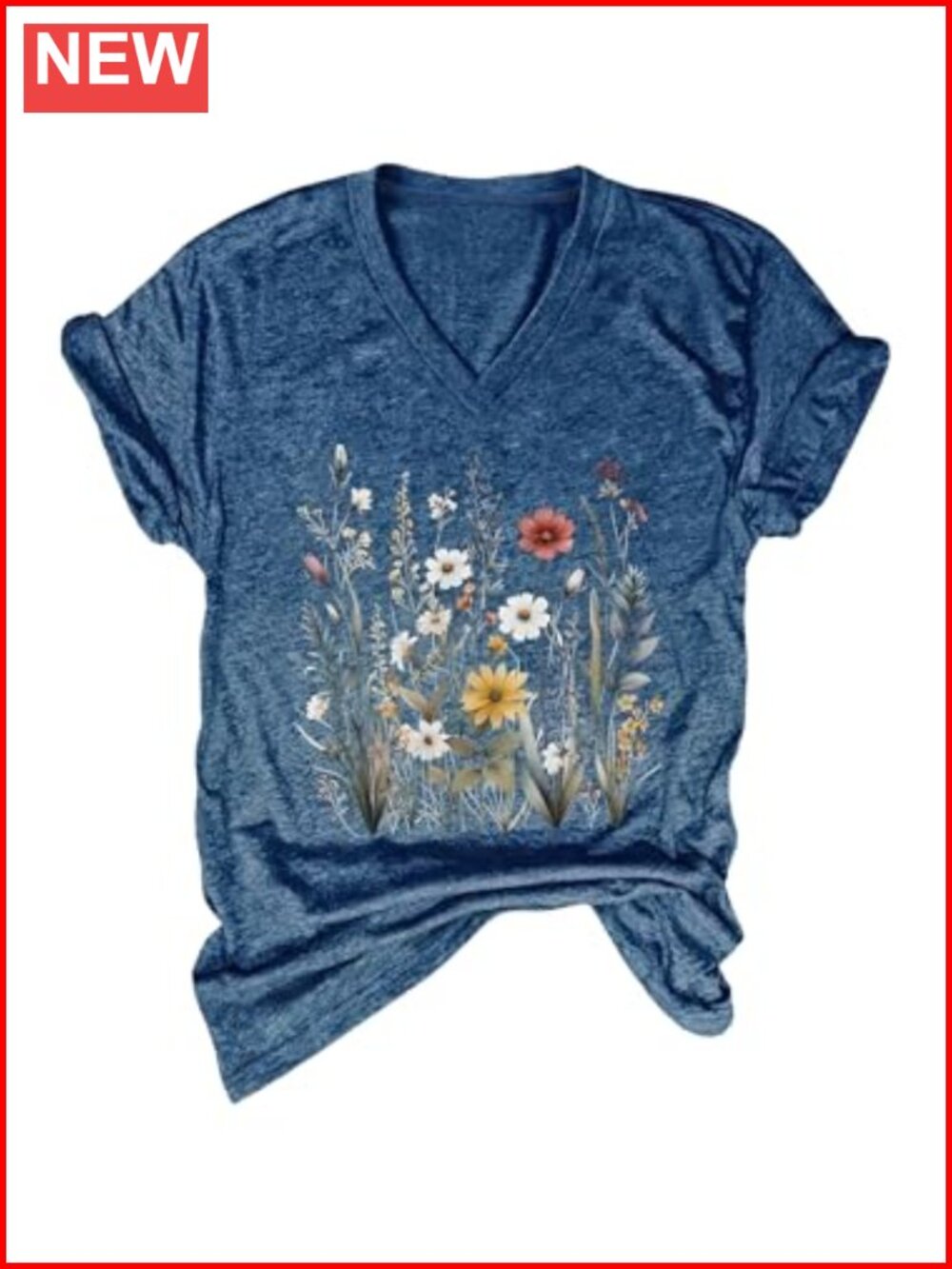 Plus Size Floral V Neck Short Sleeve Oversized Graphic Tee